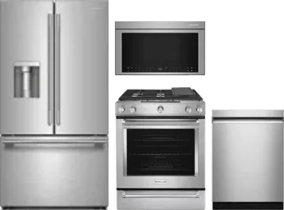4 Piece Package Includes Refrigerator, Range, Microwave And Dishwasher