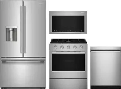 4 Piece Package Includes Refrigerator, Range, Microwave And Dishwasher
