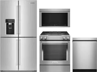 4 Piece Package Includes Refrigerator, Range, Microwave And Dishwasher