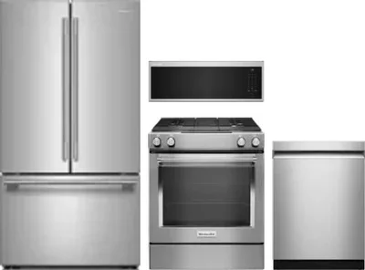 4 Piece Package Includes Refrigerator, Range, Microwave And Dishwasher