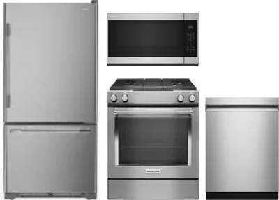 4 Piece Package Includes Refrigerator, Range, Microwave And Dishwasher