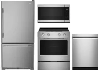 4 Piece Package Includes Refrigerator, Range, Microwave And Dishwasher