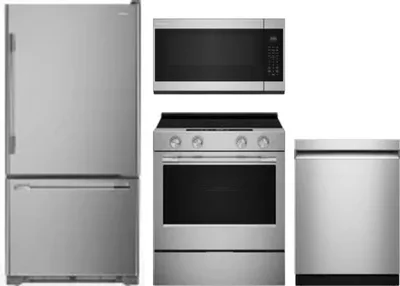 4 Piece Package Includes Refrigerator, Range, Microwave And Dishwasher