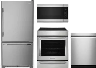 4 Piece Package Includes Refrigerator, Range, Microwave And Dishwasher