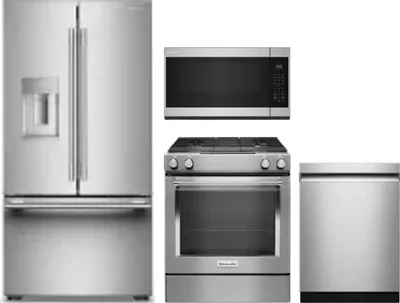 4 Piece Package Includes Refrigerator, Range, Microwave And Dishwasher