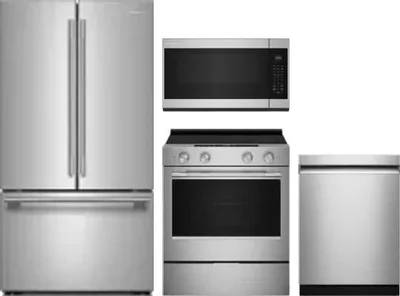 4 Piece Package Includes Refrigerator, Range, Microwave And Dishwasher