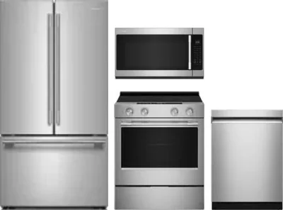 4 Piece Package Includes Refrigerator, Range, Microwave And Dishwasher