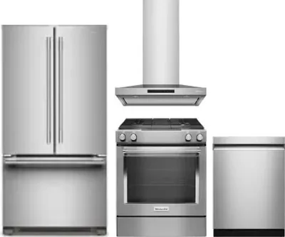 4 Piece Package Includes Refrigerator, Range, Hood And Dishwasher