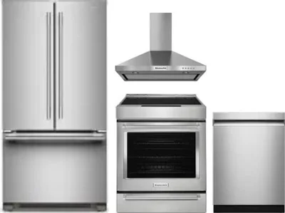4 Piece Package Includes Refrigerator, Range, Hood And Dishwasher