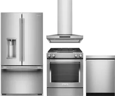 4 Piece Package Includes Refrigerator, Range, Hood And Dishwasher