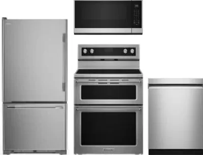 4 Piece Package Includes Refrigerator, Range, Microwave And Dishwasher