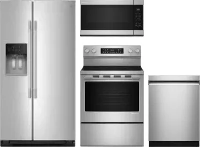 4 Piece Package Includes Refrigerator, Range, Microwave And Dishwasher