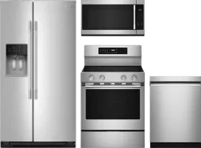 4 Piece Package Includes Refrigerator, Range, Microwave And Dishwasher