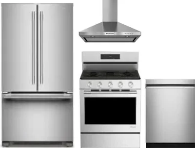 4 Piece Package Includes Refrigerator, Range, Hood And Dishwasher