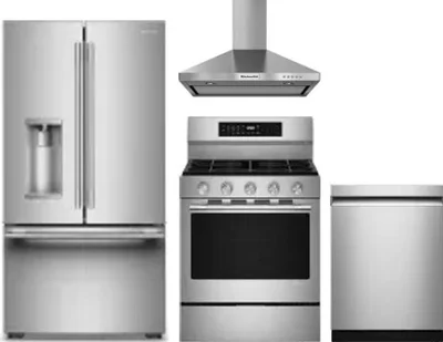 4 Piece Package Includes Refrigerator, Range, Hood And Dishwasher