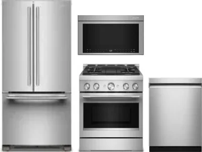 4 Piece Package Includes Refrigerator, Range, Microwave And Dishwasher