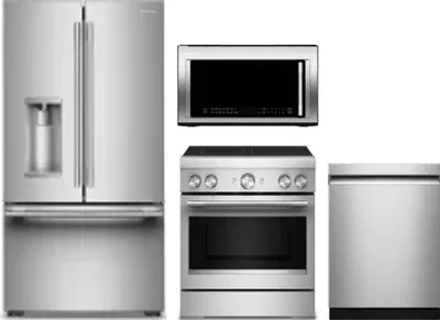 4 Piece Package Includes Refrigerator, Range, Microwave And Dishwasher