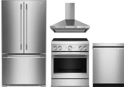 4 Piece Package Includes Refrigerator, Range, Hood And Dishwasher