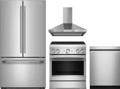4 Piece Package Includes Refrigerator, Range, Hood And Dishwasher