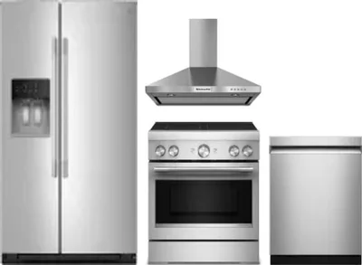 4 Piece Package Includes Refrigerator, Range, Hood And Dishwasher