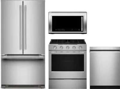 4 Piece Package Includes Refrigerator, Range, Microwave And Dishwasher