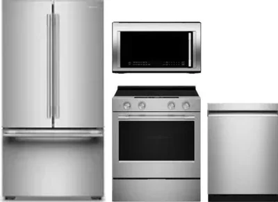 4 Piece Package Includes Refrigerator, Range, Microwave And Dishwasher