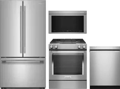 4 Piece Package Includes Refrigerator, Range, Microwave And Dishwasher
