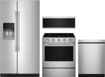 4 Piece Package Includes Refrigerator, Range, Microwave And Dishwasher