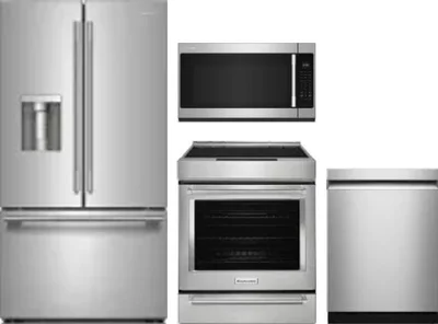 4 Piece Package Includes Refrigerator, Range, Microwave And Dishwasher