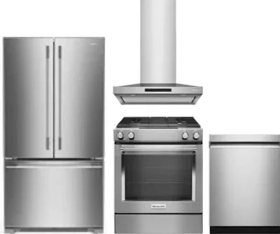4 Piece Package Includes Refrigerator, Range, Hood And Dishwasher