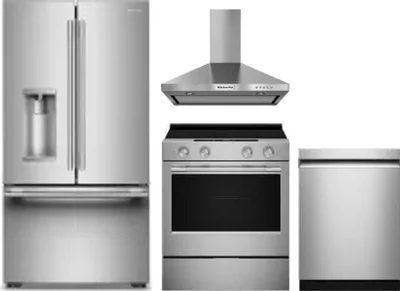 4 Piece Package Includes Refrigerator, Range, Hood And Dishwasher