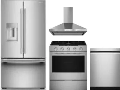4 Piece Package Includes Refrigerator, Range, Hood And Dishwasher