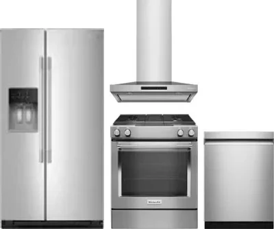 4 Piece Package Includes Refrigerator, Range, Hood And Dishwasher