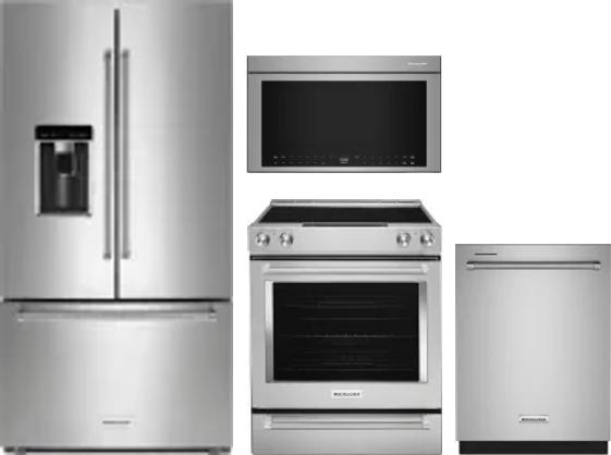 4 Piece Package Includes Refrigerator, Range, Microwave And Dishwasher