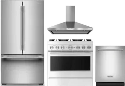 4 Piece Package Includes Refrigerator, Range, Hood And Dishwasher