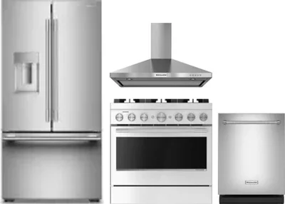 4 Piece Package Includes Refrigerator, Range, Hood And Dishwasher