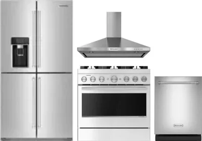 4 Piece Package Includes Refrigerator, Range, Hood And Dishwasher