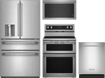 4 Piece Package Includes Refrigerator, Range, Microwave And Dishwasher