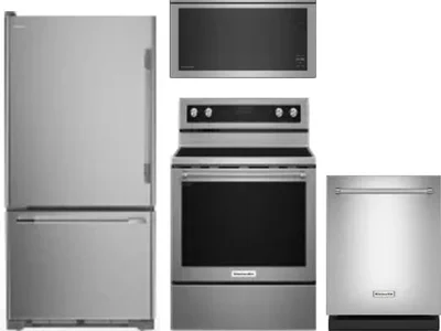 4 Piece Package Includes Refrigerator, Range, Microwave And Dishwasher