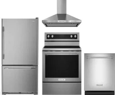 4 Piece Package Includes Refrigerator, Range, Hood And Dishwasher