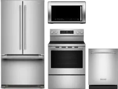 4 Piece Package Includes Refrigerator, Range, Microwave And Dishwasher