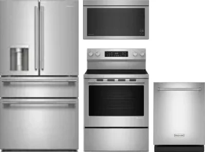 4 Piece Package Includes Refrigerator, Range, Microwave And Dishwasher