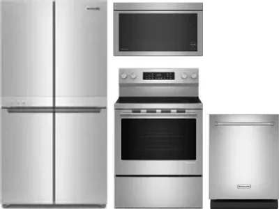 4 Piece Package Includes Refrigerator, Range, Microwave And Dishwasher
