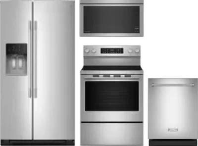4 Piece Package Includes Refrigerator, Range, Microwave And Dishwasher