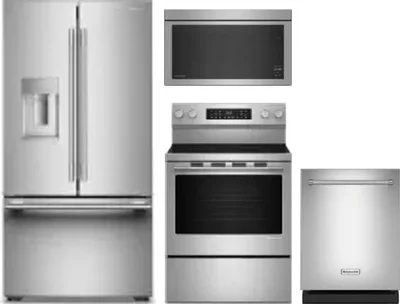4 Piece Package Includes Refrigerator, Range, Microwave And Dishwasher