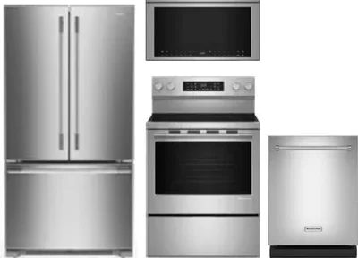 4 Piece Package Includes Refrigerator, Range, Microwave And Dishwasher