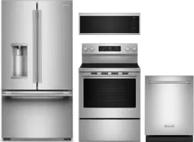 4 Piece Package Includes Refrigerator, Range, Microwave And Dishwasher