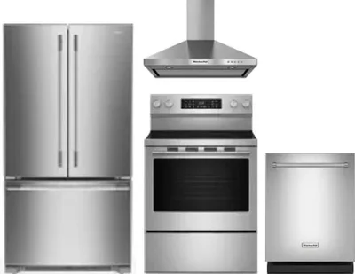 4 Piece Package Includes Refrigerator, Range, Hood And Dishwasher