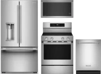 4 Piece Package Includes Refrigerator, Range, Microwave And Dishwasher