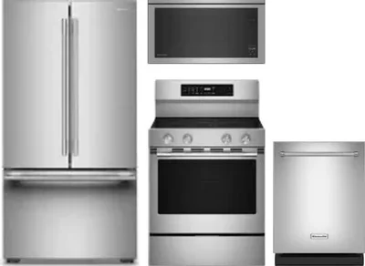 4 Piece Package Includes Refrigerator, Range, Microwave And Dishwasher